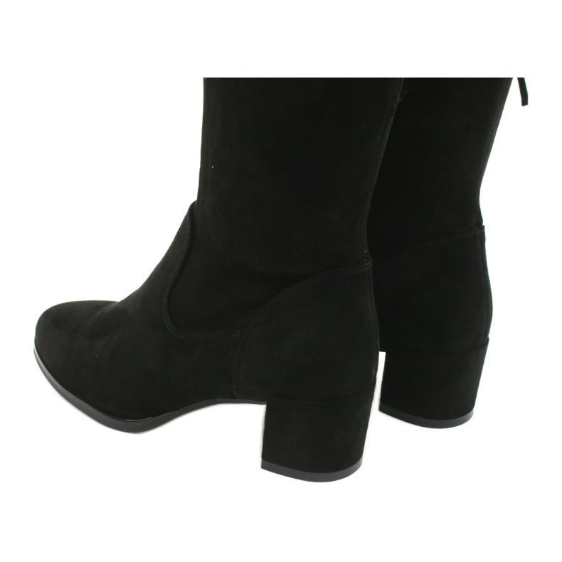 Botas de camurça de lycra femininas longas Sergio Leone KZ281 preto 5