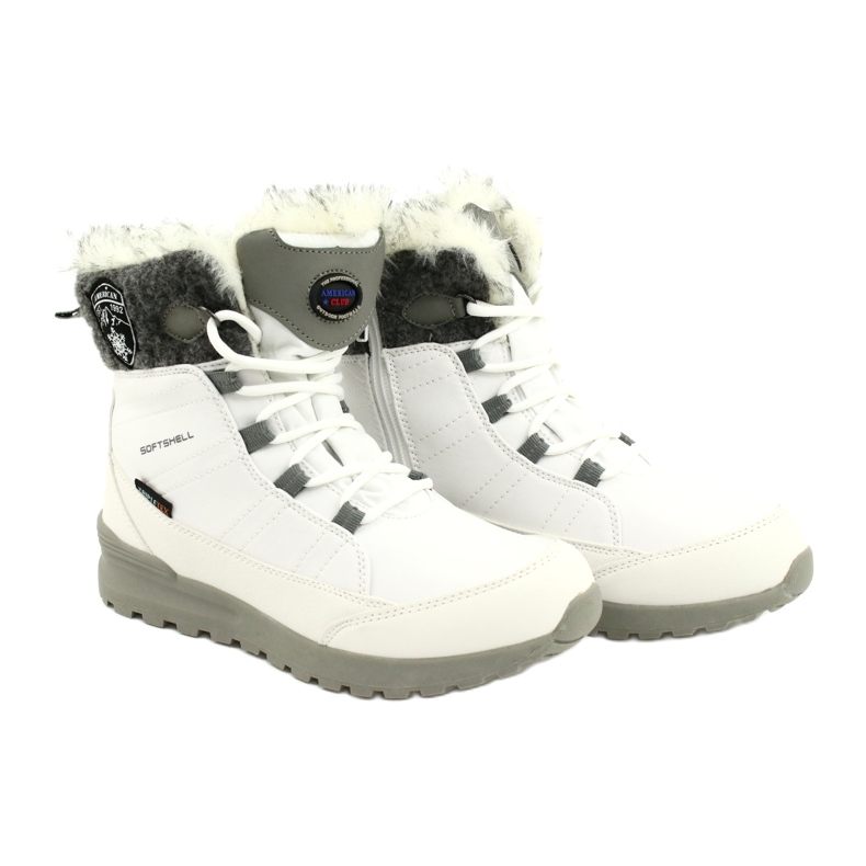 Botas de neve softshell com membrana American Club SN26 / 20 branca branco cinza 4