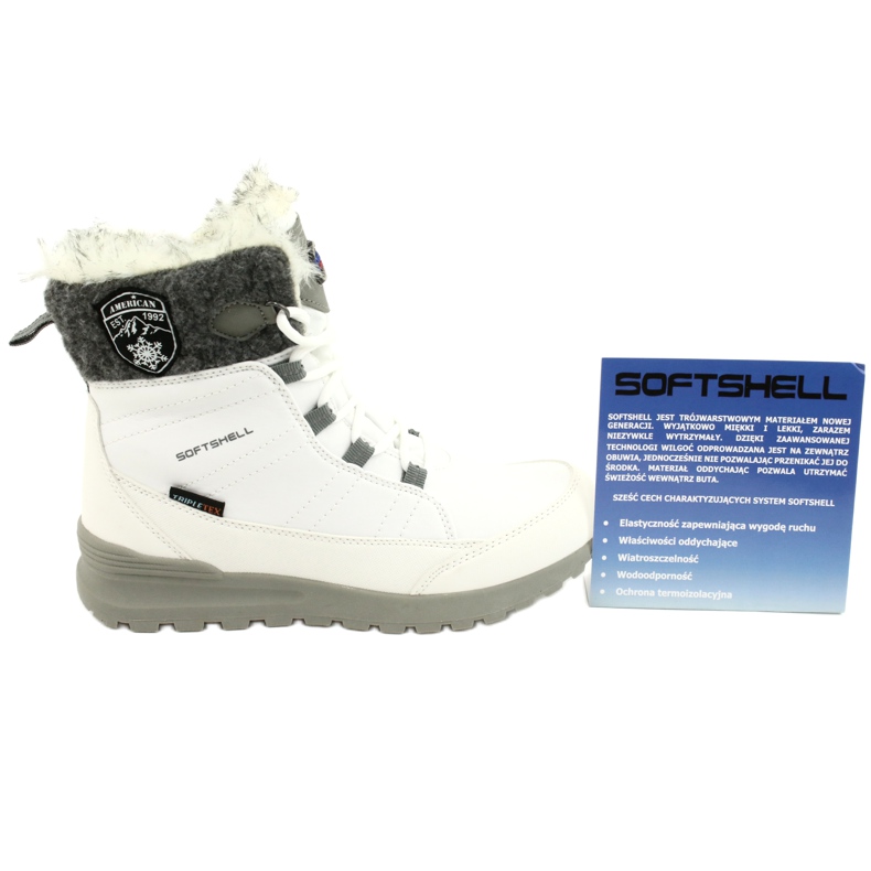 Botas de neve softshell com membrana American Club SN26 / 20 branca branco cinza 5