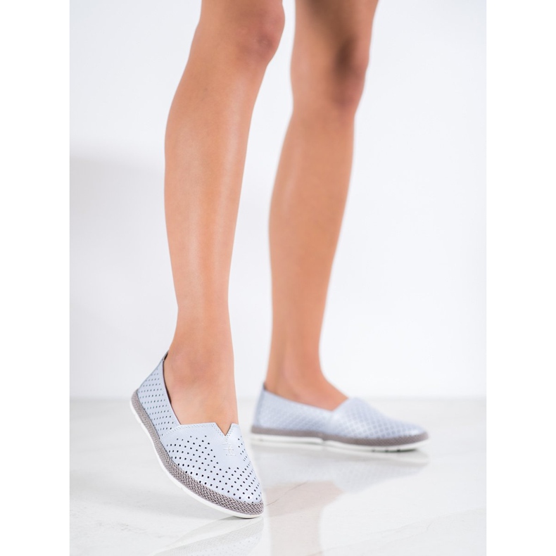 Sapatilhas de couro deslizam em VINCEZA azul 2