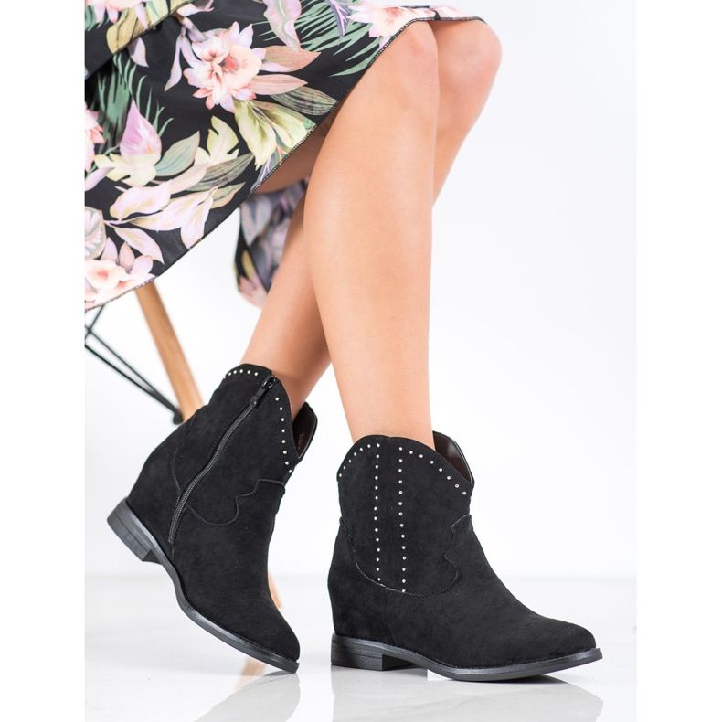 Ideal Shoes Cowgirls negras elegantes preto 1