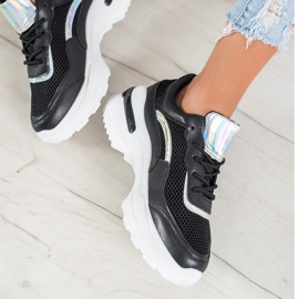 SHELOVET Tênis pretos elegantes branco 2