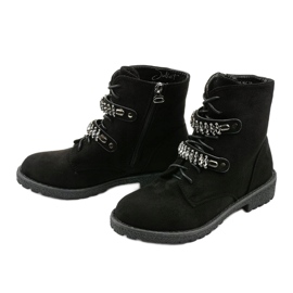 Botas pretas com listras decorativas de Ginoraya preto 2 Botas pretas com listras decorativas de Ginoraya preto 2