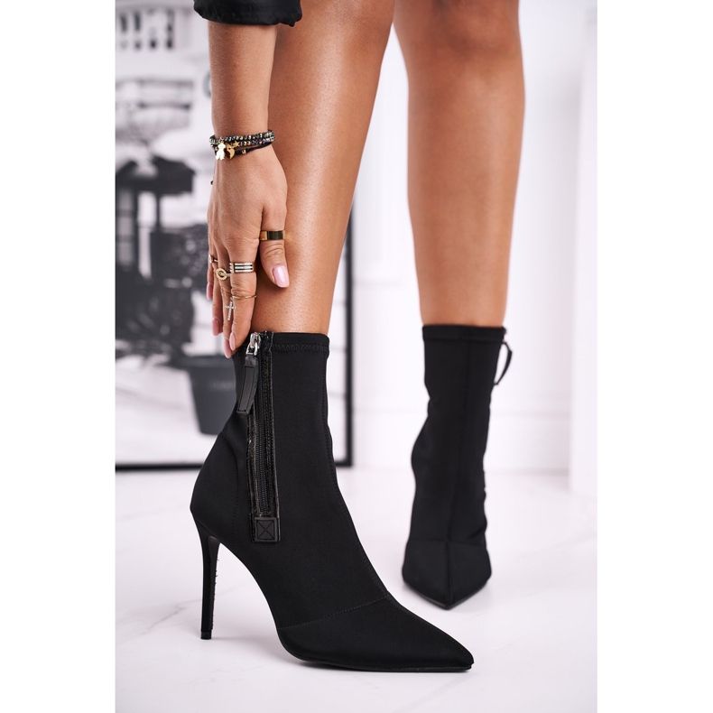 FG2 Botas femininas de salto alto Lycra preto Relase Me 1