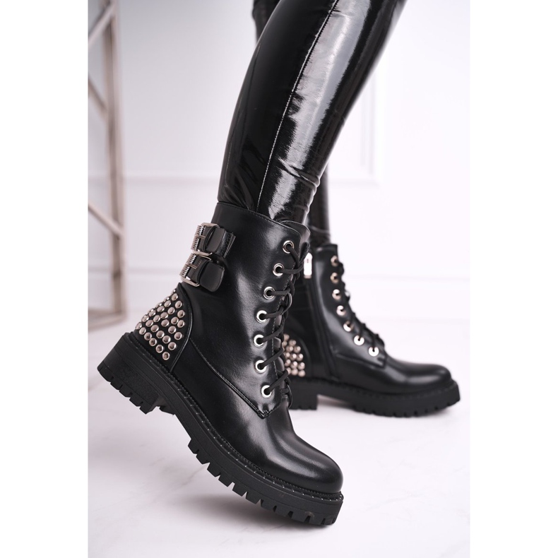 FRGIV Botas femininas com strass preto Sinta o seu toque 2