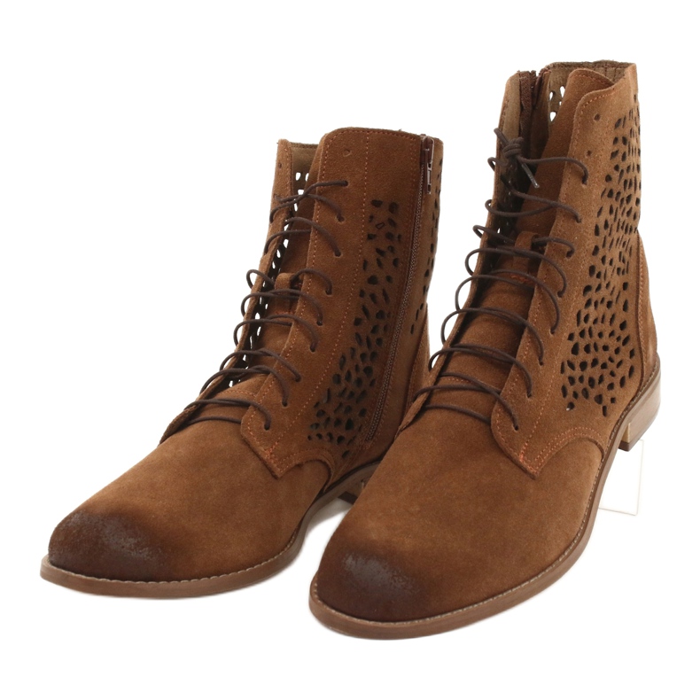 Nicole Botas femininas de couro camelo meridan castanho 4