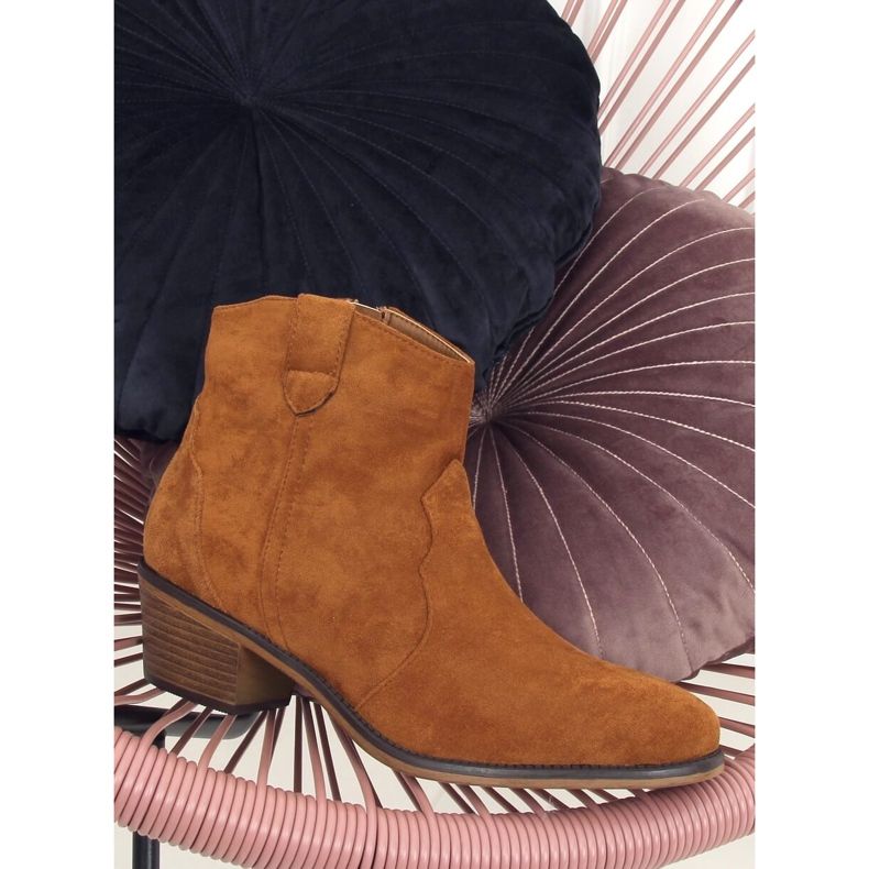 Botas de salto baixo de camelo 99-63 Camel castanho 1