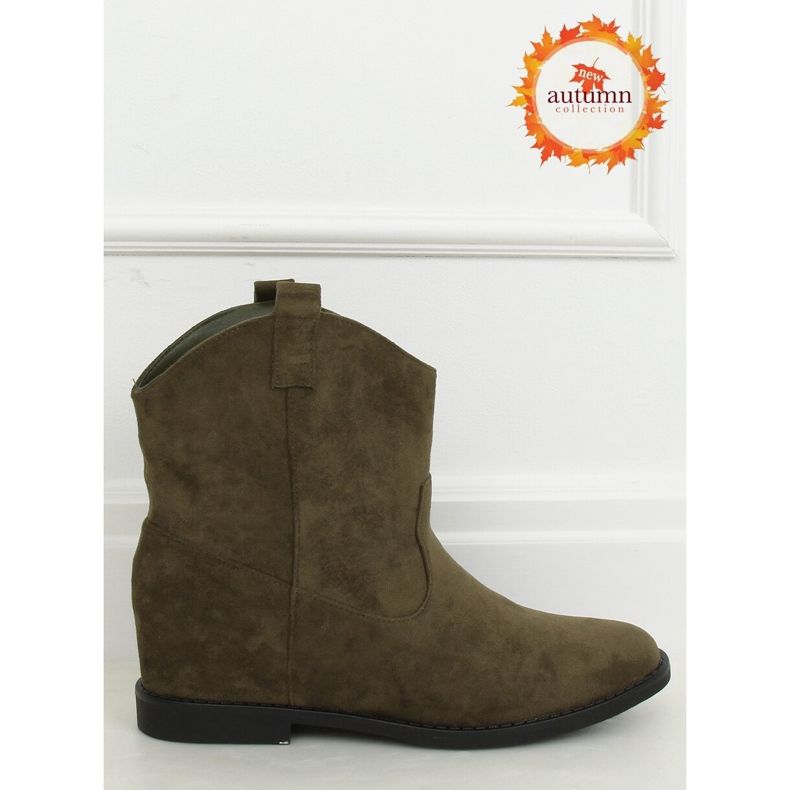 Botas de cowboy verdes em uma cunha oculta J936 DK.GREEN 1