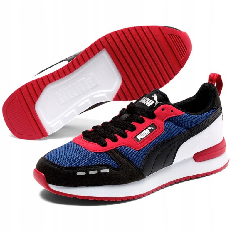 Sapatos masculinos Puma R78 azul marinho-vermelho-branco-preto 373117 09 multicolorido 1