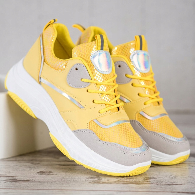 Ideal Shoes Tênis com plataforma casual amarelo 2