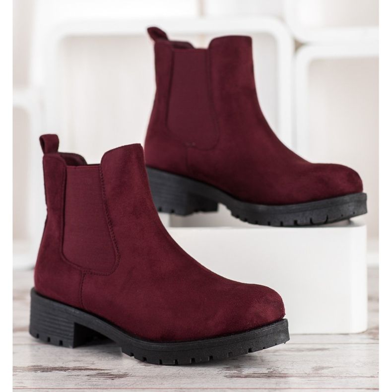 SHELOVET Botas Borgonha Chelsea vermelho 1