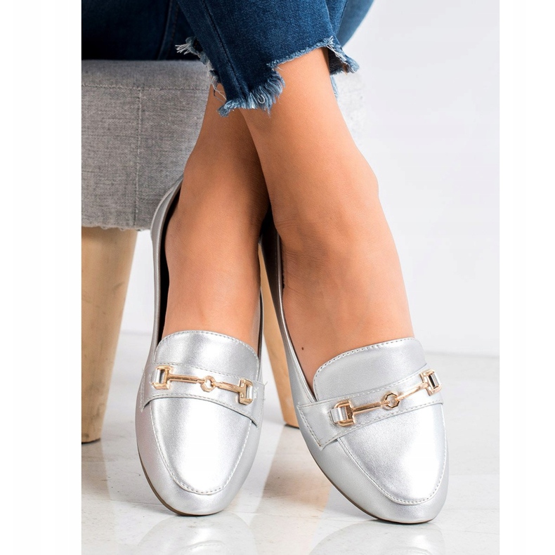 Clowse Calçado de couro ecológico elegante prata 1