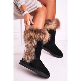 Botas femininas de neve com pele de camurça preta Balvin preto 1