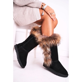 Botas femininas de neve com pele de camurça preta Balvin preto 2