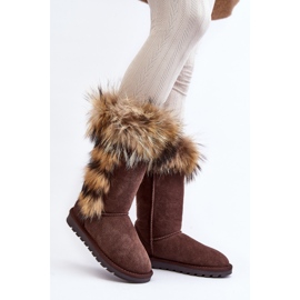 Botas de neve de couro quente feminino Camel Balvin marrom 1