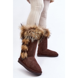Botas de neve de couro quente feminino Camel Balvin marrom 2