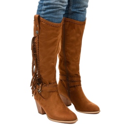 Botas de cowboy Kellyn camel camurça marrom 1