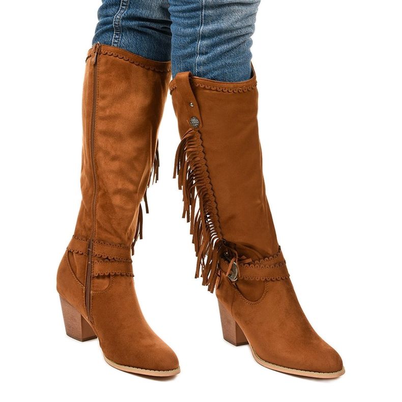 Botas de cowboy Kellyn camel camurça castanho 2 Botas de cowboy Kellyn camel camurça castanho 2