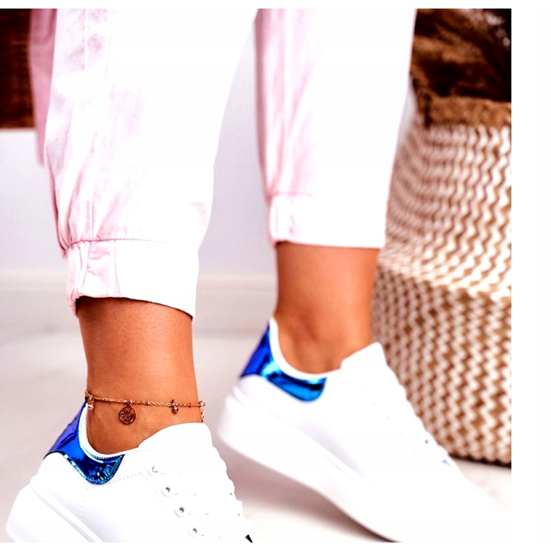 Calçados Esportivos Femininos Lu Boo Branco Metálico Matilda azul 2