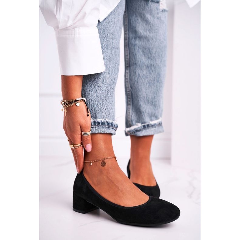 Bombas Femininas S.Barski Suede Black Milon preto 1