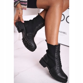 FG1 Botas femininas pretas Brielle com meia preto 2