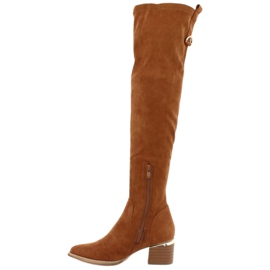 Botas compridas camurça lycra Evento 20KZ35-3330 Camel marrom amarelo 1