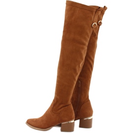 Botas compridas camurça lycra Evento 20KZ35-3330 Camel marrom amarelo 2
