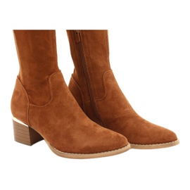 Botas compridas camurça lycra Evento 20KZ35-3330 Camel marrom amarelo 4