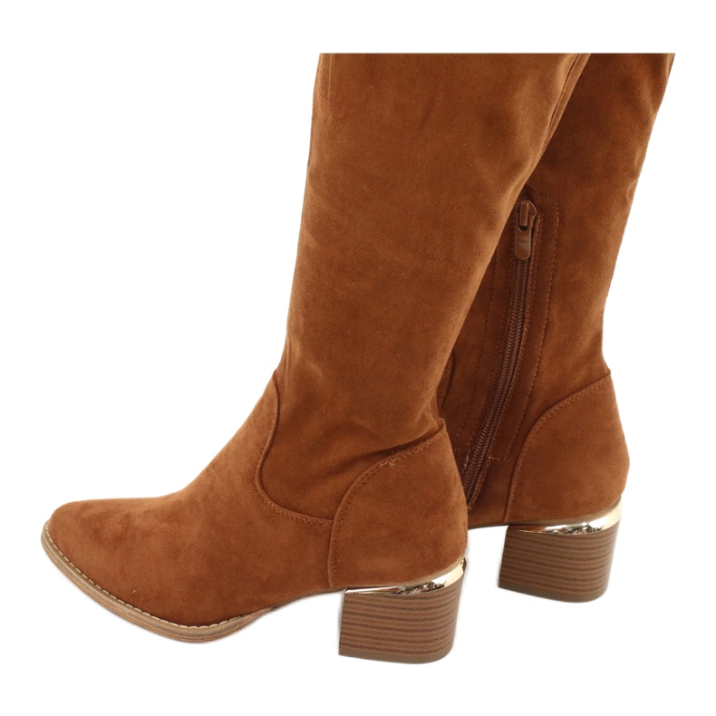 Botas compridas camurça lycra Evento 20KZ35-3330 Camel marrom amarelo 3