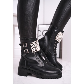 Marquiiz Botas femininas de salto plano militar preto Bemmer 2