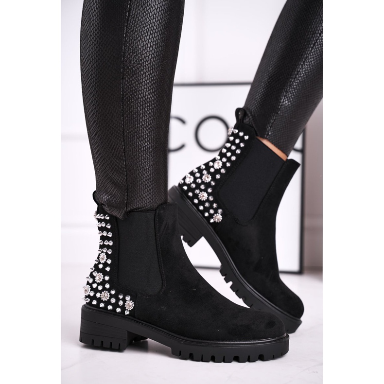 Ideal Botas femininas Jodhpur com jatos Black Lady In Black preto 1