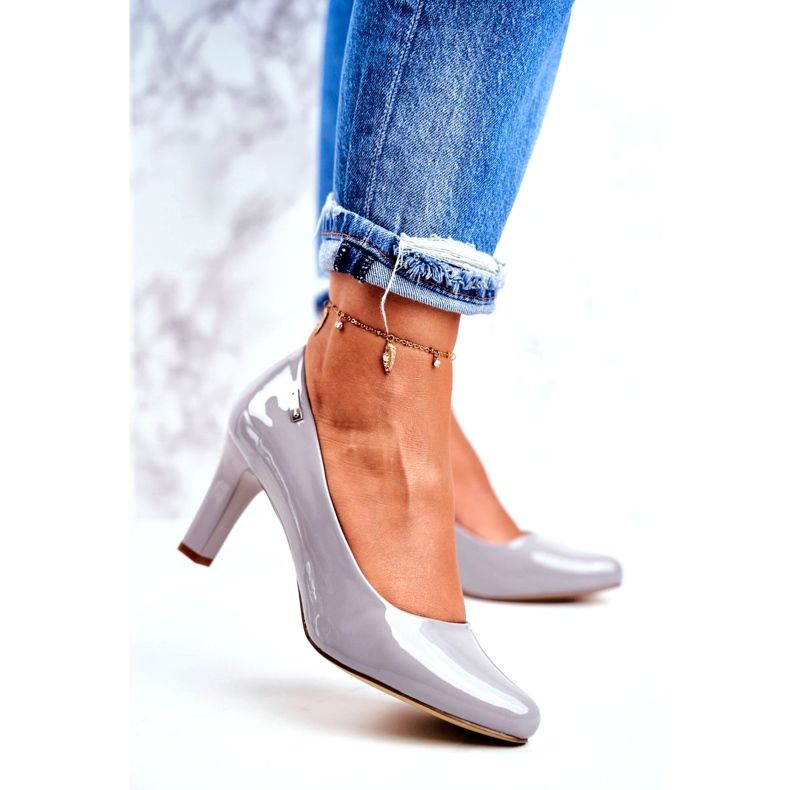 Sapatilhas femininas Sergio Leone Gray Lacquered Orsola cinza 1