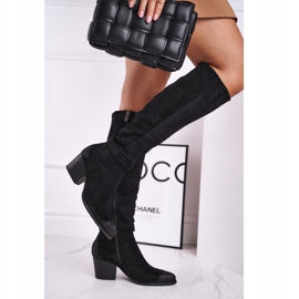 Vinceza Botas femininas de salto alto camurça preta Nevermind preto 1
