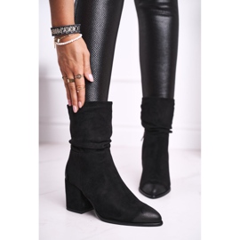 Vinceza Botas femininas de salto ecamurça preta para cima preto 1