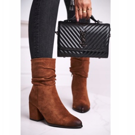 Vinceza Botas femininas de salto alto de camelo de camurça ecológica castanho 2