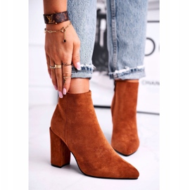 FW1 Botas femininas de salto Suede Camel Sharks marrom 1