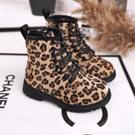FRROCK Botas infantis com estampa de leopardo Dafne castanho multicolorido 1