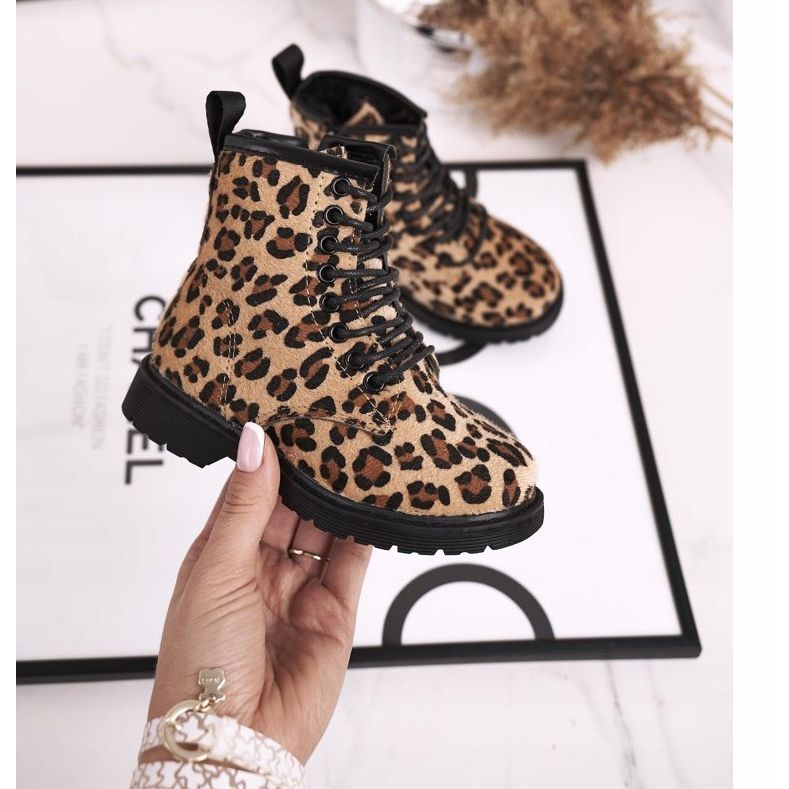 FRROCK Botas infantis com estampa de leopardo Dafne castanho multicolorido 2 FRROCK Botas infantis com estampa de leopardo Dafne castanho multicolorido 2