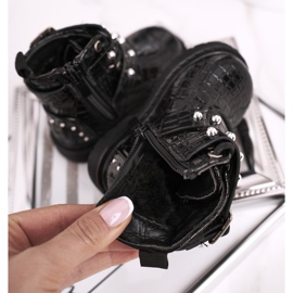 FRROCK Botas infantis aquecidas com pele, envernizado Black Mary preto 1