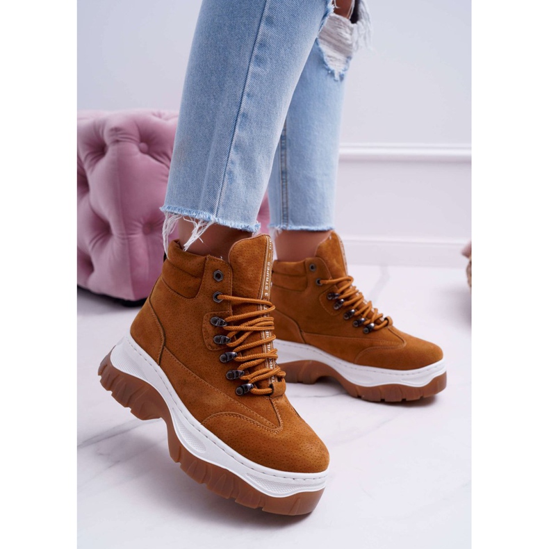 SEA Tênis de trekking feminino Trappers Camel Greem castanho 1