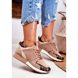 Sapatos esportivos femininos bege dourado Clementine Elements marrom 1