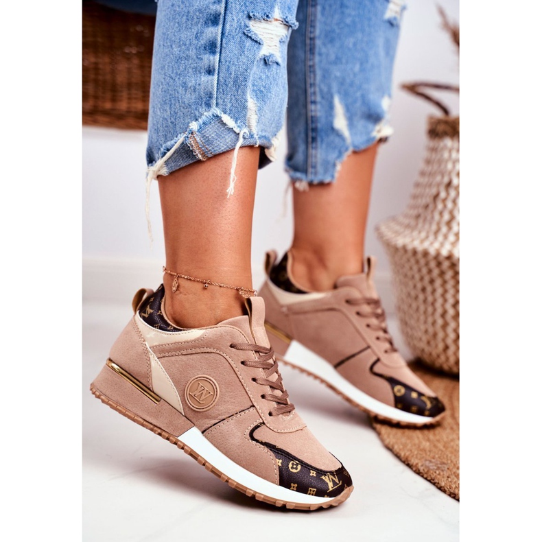 Sapatos esportivos femininos bege dourado Clementine Elements castanho 1