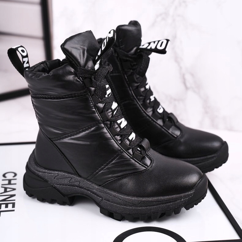 Apawwa Botas de neve com isolamento de pele para crianças pretas Grantes preto 2