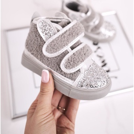 FRROCK Tênis infantil cinza alto quente Clifford prata 1