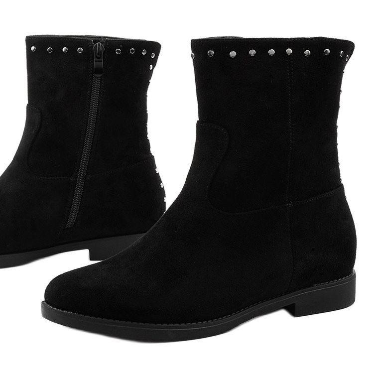 Botas pretas com uma cunha oculta e litas True-blue preto 1