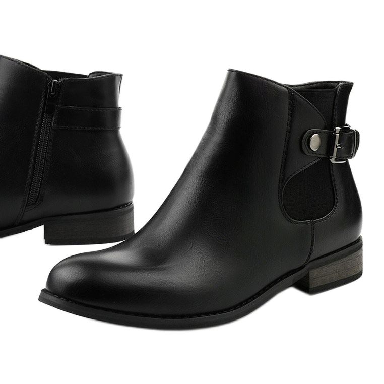 Botas pretas rasas com elástico e zíper 20Y8035-1 preto 1