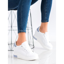 SHELOVET Calçados esportivos em cunha branco azul 2