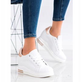 SHELOVET Calçados esportivos em cunha branco dourado 2