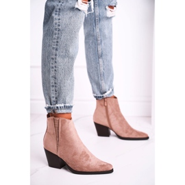 FB2 Botas de salto alto caqui feminino bege rosa 1