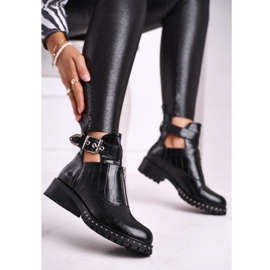 FRBS Botas femininas com recortes Joana negra preto 1